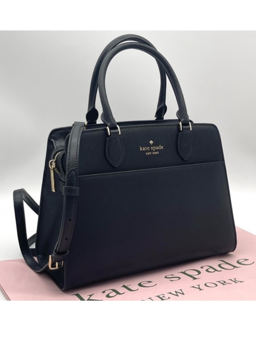 Kate Spade Classic Black Medium Satchel Crossbody - Picture 2 of 11